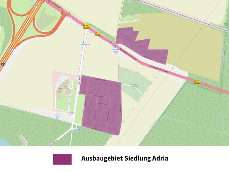 Grafik des Ausbaugebietes Siedlung Adria